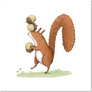 Squirrel With Acorns Posters and Art